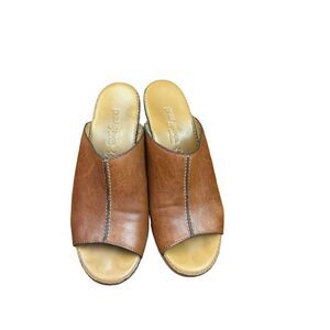 Paul Green Women's Brown 3.5 Inch Genuine Leather Mules